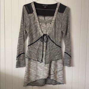 Gray and Black Layered Tunic Style Top. Size: M
